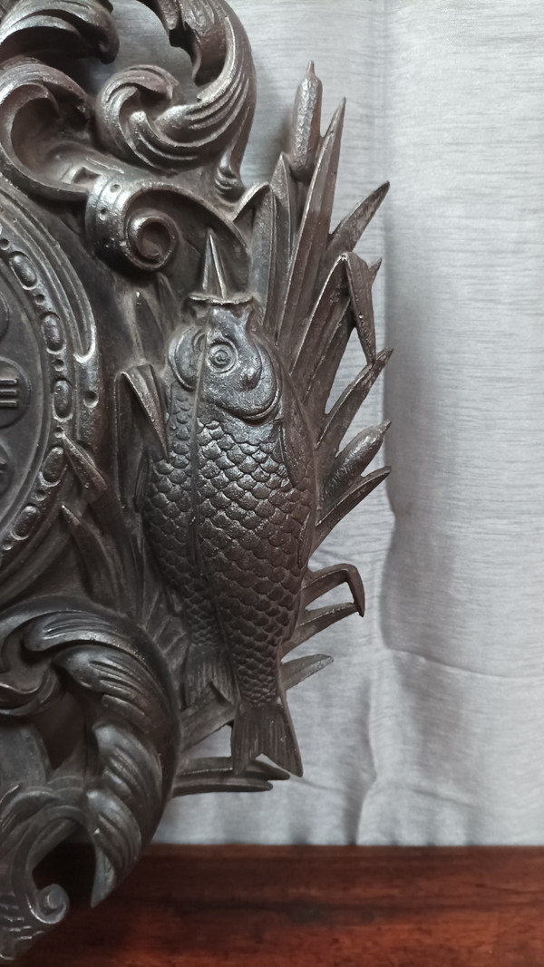 Cartel pendule de chasse en fonte Forêt Noire