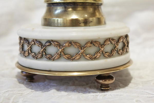 Circular Bronze And Marble Inkwell in the Louis XVI Style 19th Century