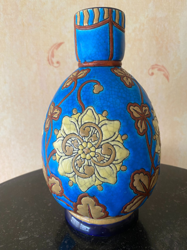 Longwy earthenware vase