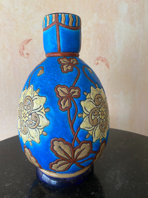 Longwy earthenware vase
