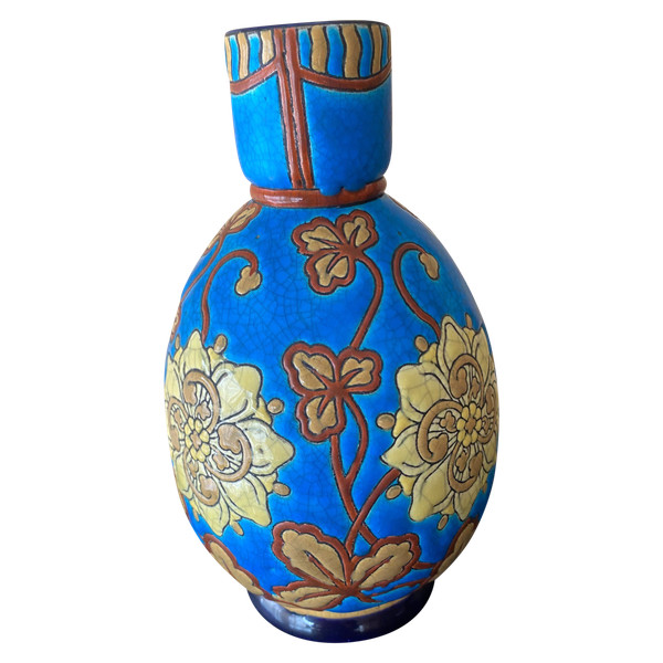 Longwy earthenware vase