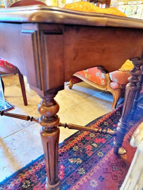 Walnut desk table with 1 drawer Napoleon 3 period