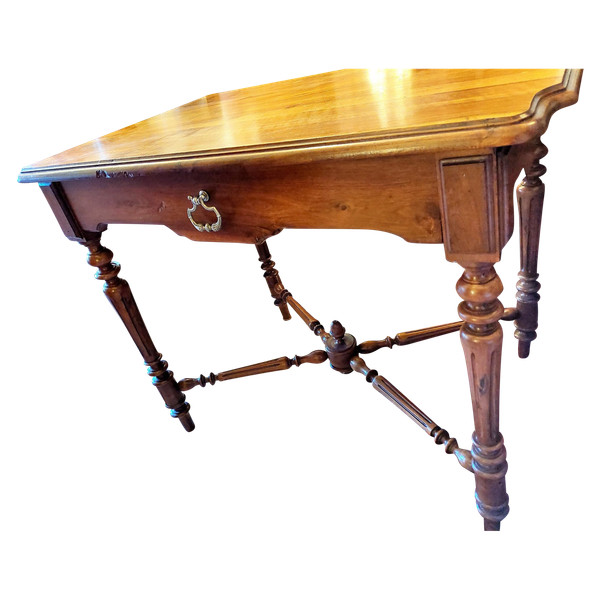 Walnut desk table with 1 drawer Napoleon 3 period