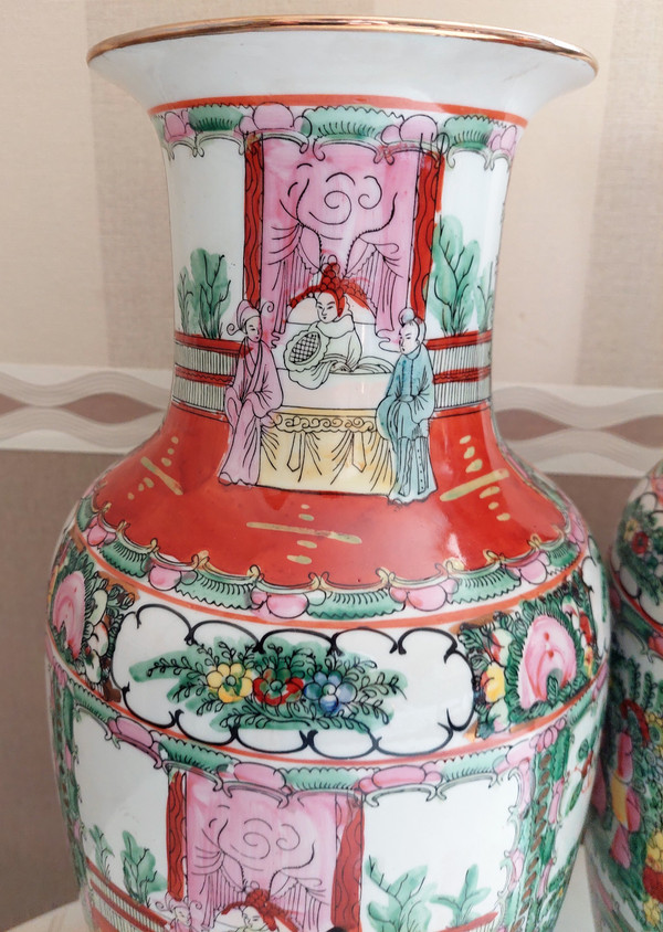 Paar Vasen aus chinesischem Macau-Porzellan Ende 19.