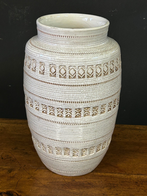 Jean Besnard ( 1889-1958) D'après, Vase à Glaçure Craquelée à Motif Géométrique About 1940
