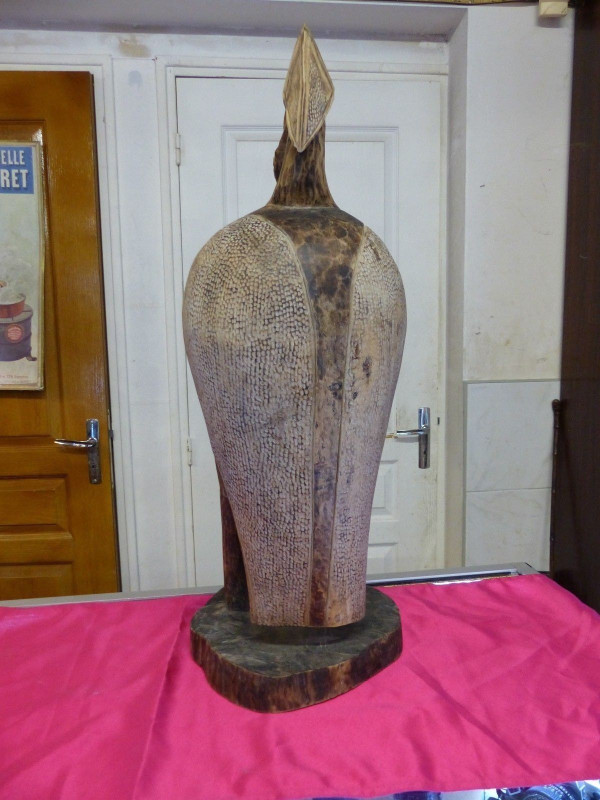 Scultura africana di uccello senoufo calao cote d'ivoire in legno inizio XX secolo