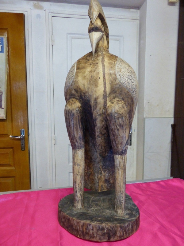 Scultura africana di uccello senoufo calao cote d'ivoire in legno inizio XX secolo
