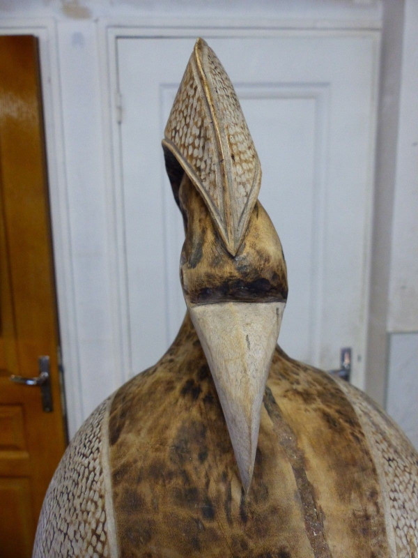 Scultura africana di uccello senoufo calao cote d'ivoire in legno inizio XX secolo