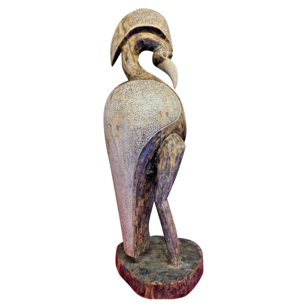 Scultura africana di uccello senoufo calao cote d'ivoire in legno inizio XX secolo