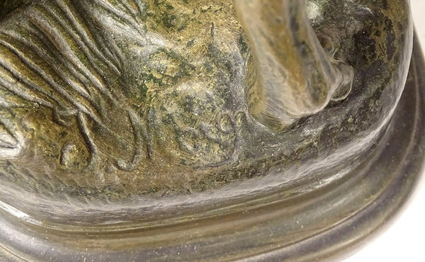 Bronze sculpture signed ules Moigniez Chien Chasse Arrêt épagneul 19th century