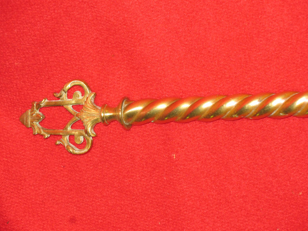 Paire de chenets landiers en bronze et fer forgé complets époque 19ème style Renaissance