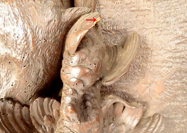 Trofeo di caccia della Foresta Nera Scultura in legno intagliato Pernice di camoscio XIX secolo
