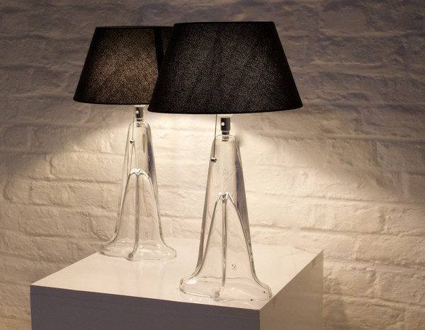 Floor lamps in transparent half crystal.