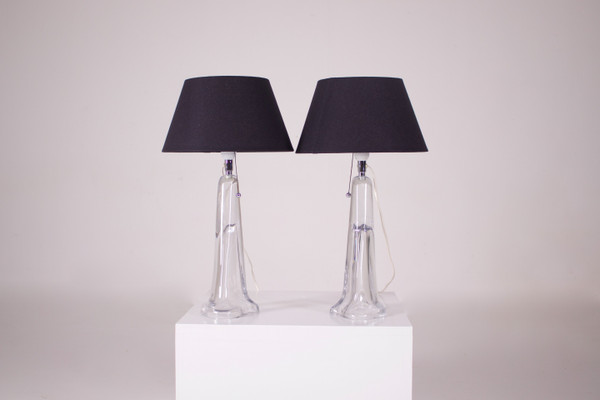 Floor lamps in transparent half crystal.