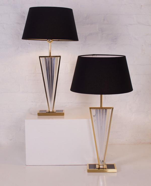 Paire lampes hautes plexiglas, Hollywood Regency