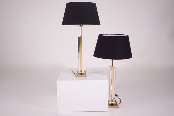 Paire lampes hautes plexiglas, Hollywood Regency