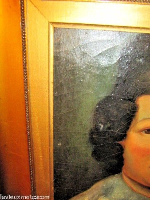 Framed oil painting on canvas portrait of a noble woman from the end of the 19th century