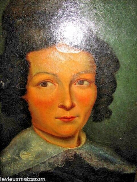 Framed oil painting on canvas portrait of a noble woman from the end of the 19th century