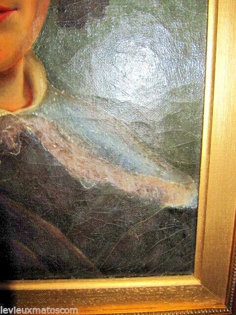 Framed oil painting on canvas portrait of a noble woman from the end of the 19th century