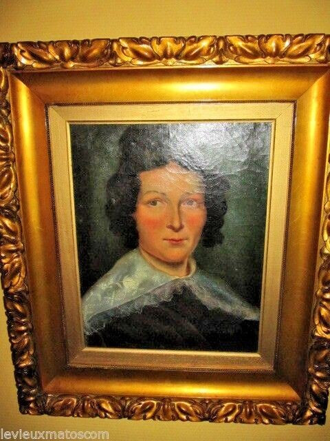 Framed oil painting on canvas portrait of a noble woman from the end of the 19th century
