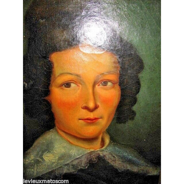 Framed oil painting on canvas portrait of a noble woman from the end of the 19th century