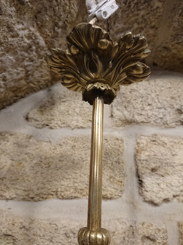 Bronzene Pendelleuchte und Sie sind in Art-Deco-Glas