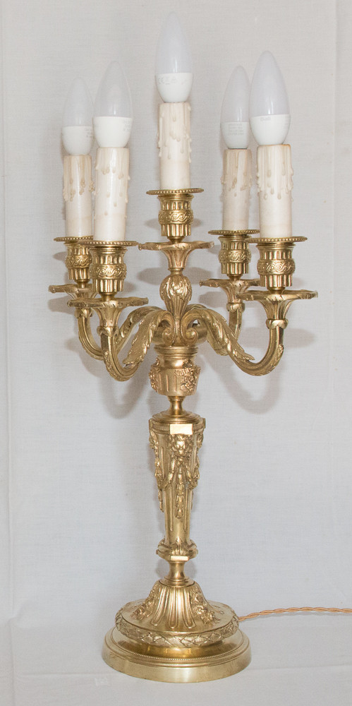 Paar vergoldete Bronzeleuchter aus der Zeit Napoleons III