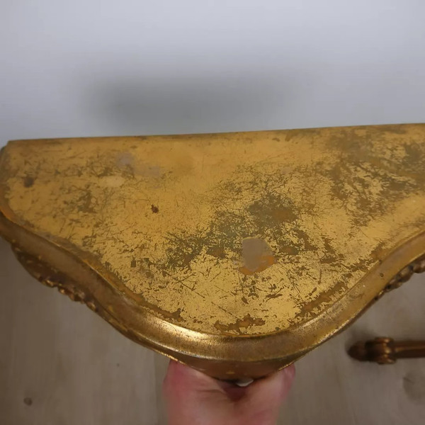 Coppia di consolle da parete dorate in stile veneziano