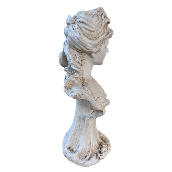 Statue buste de femme en porcelaine crème - Royal Dux (Bohème) - Art nouveau (1900)