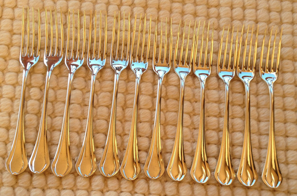 12 silver-plated dessert cutlery, “Printania” model, Christofle goldsmiths, 1960s