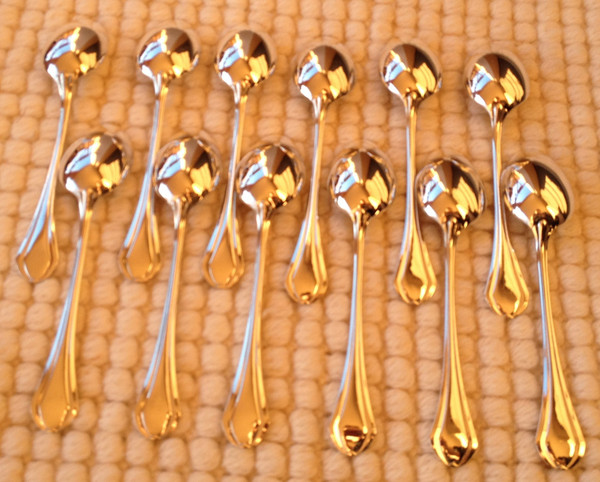 12 silver-plated dessert cutlery, “Printania” model, Christofle goldsmiths, 1960s