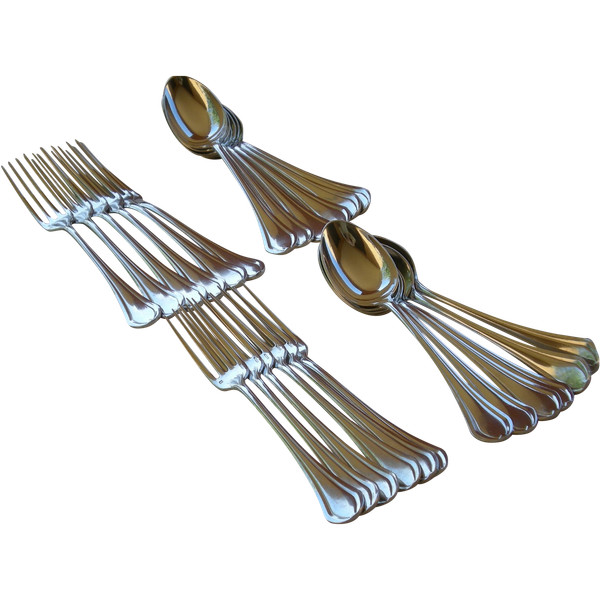 12 silver-plated dessert cutlery, “Printania” model, Christofle goldsmiths, 1960s