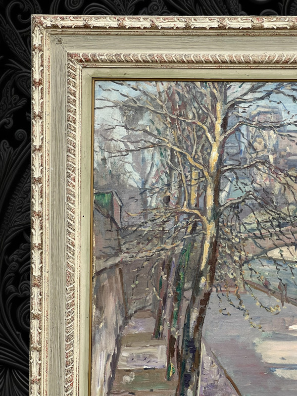 GROSSES GEMÄLDE / ÖL AUF LEINWAND DATIERT 1965 / „QUAI DE MONTEBELLO IN PARIS“