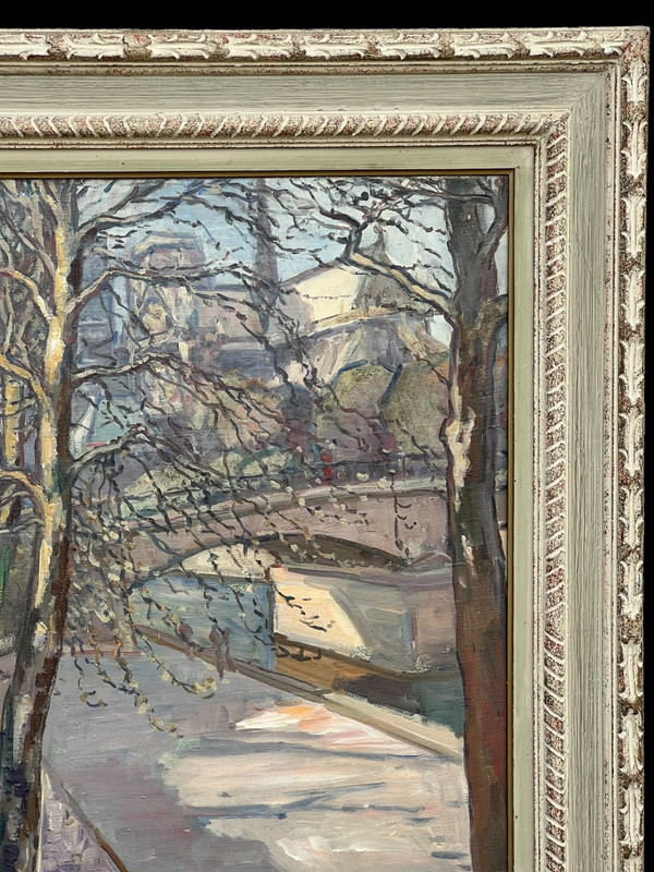 GROSSES GEMÄLDE / ÖL AUF LEINWAND DATIERT 1965 / „QUAI DE MONTEBELLO IN PARIS“