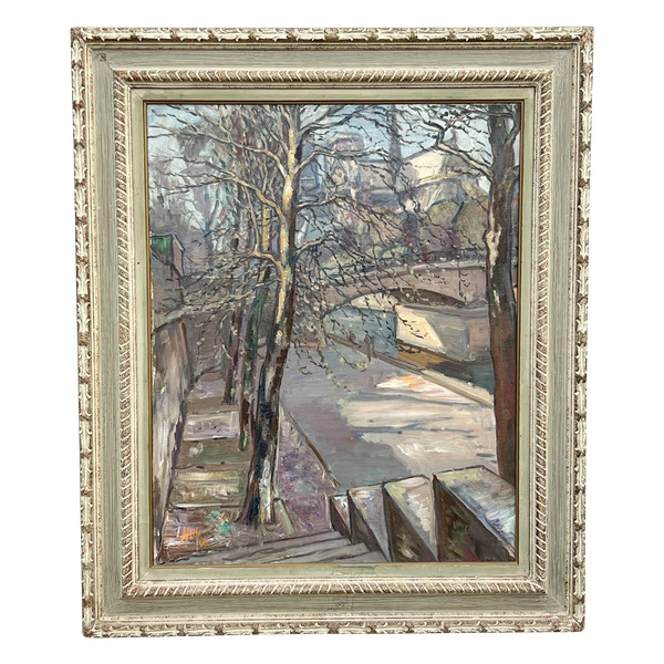 GROSSES GEMÄLDE / ÖL AUF LEINWAND DATIERT 1965 / „QUAI DE MONTEBELLO IN PARIS“
