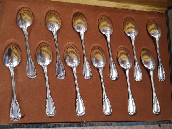 12 mocha spoons in solid silver neck brace goldsmith Emile Prost