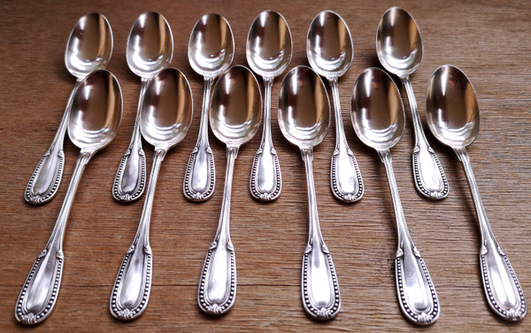 12 mocha spoons in solid silver neck brace goldsmith Emile Prost