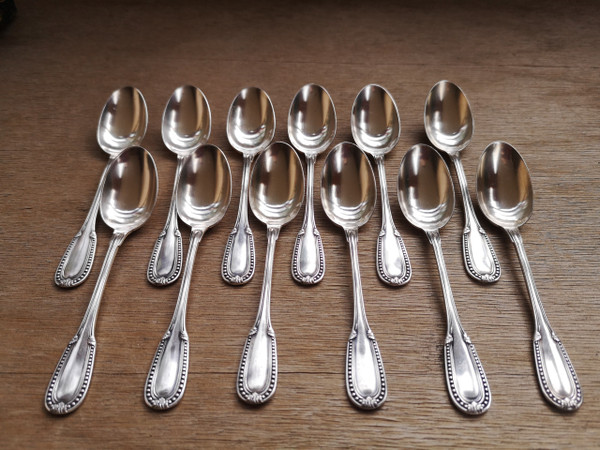 12 mocha spoons in solid silver neck brace goldsmith Emile Prost