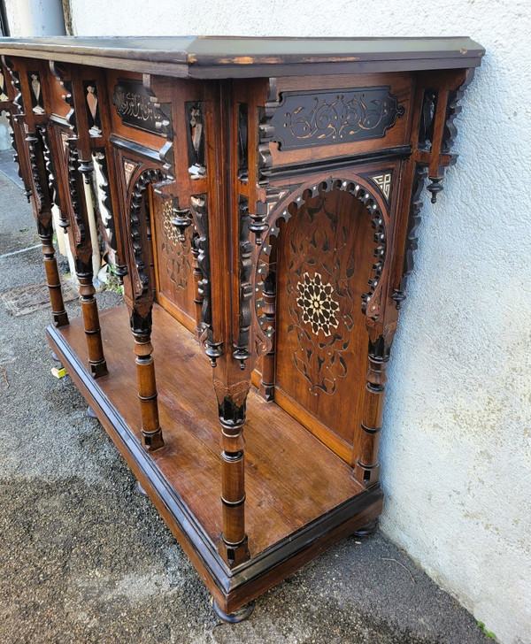 G Parvis, Console + Miroir En Marqueterie, XIXème Siècle