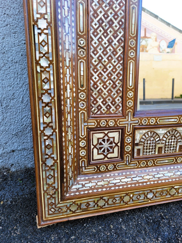 Grand Miroir Oriental En Marqueterie, XXème Siècle