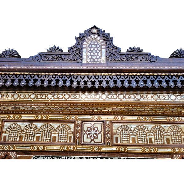 Grand Miroir Oriental En Marqueterie, XXème Siècle