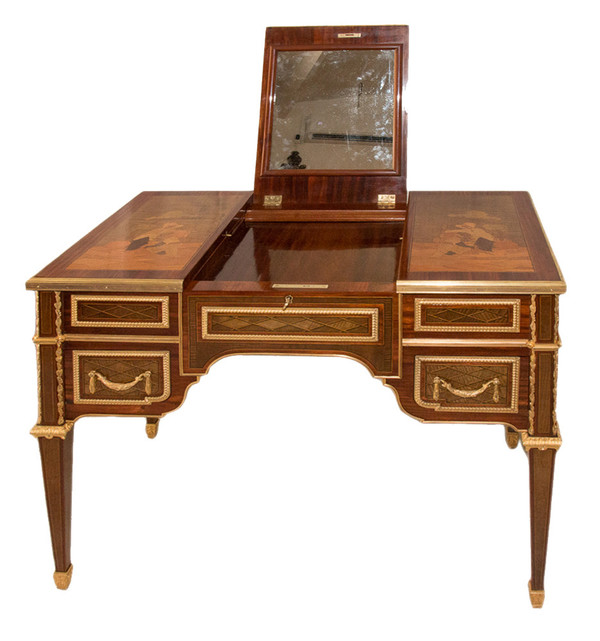 Coiffeuse Style Louis XVI En Marqueterie époque Fin XIXe