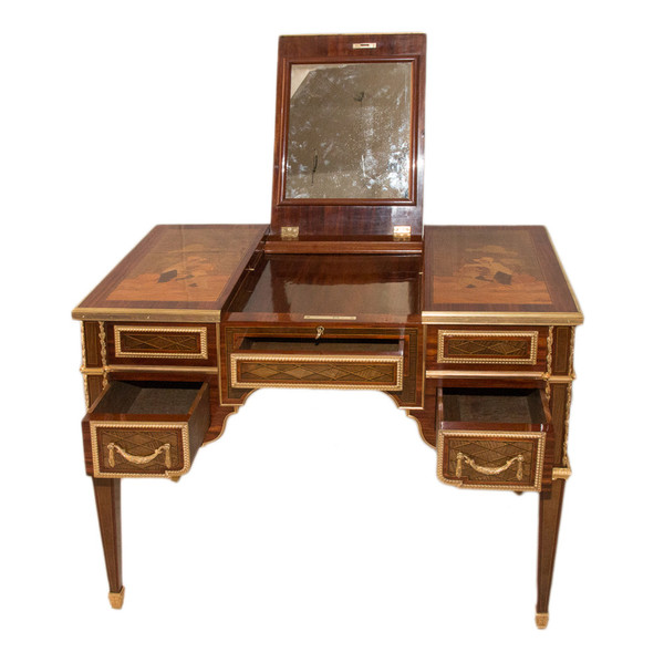 Coiffeuse Style Louis XVI En Marqueterie époque Fin XIXe