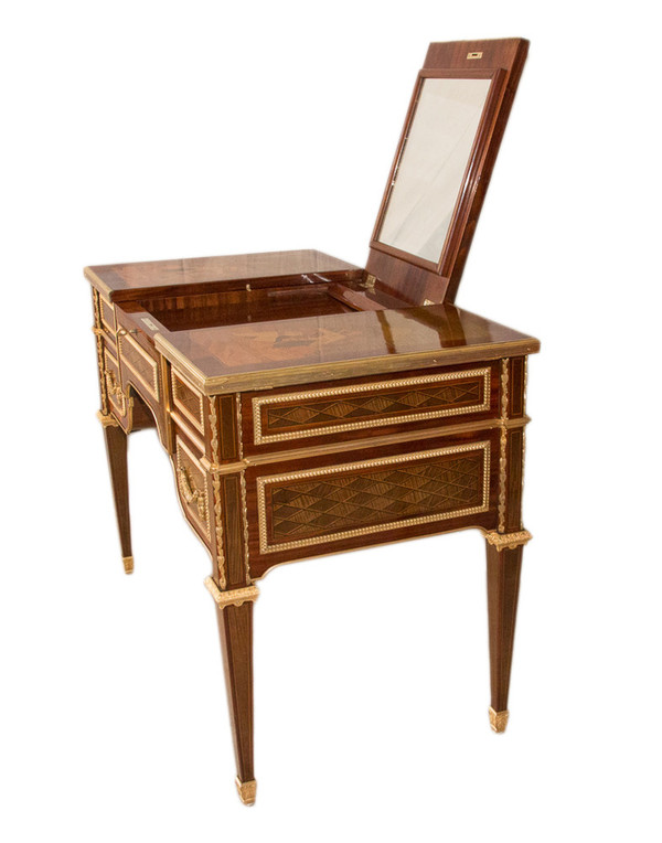 Coiffeuse Style Louis XVI En Marqueterie époque Fin XIXe