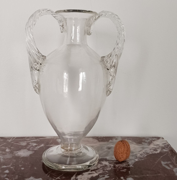 Fine XVIII secolo - grande vaso a balaustro neoclassico in vetro soffiato - Luigi XVI