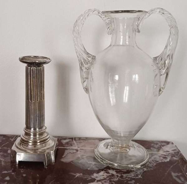Fine XVIII secolo - grande vaso a balaustro neoclassico in vetro soffiato - Luigi XVI