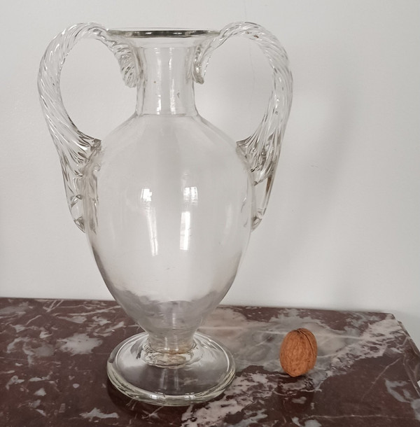 Fine XVIII secolo - grande vaso a balaustro neoclassico in vetro soffiato - Luigi XVI