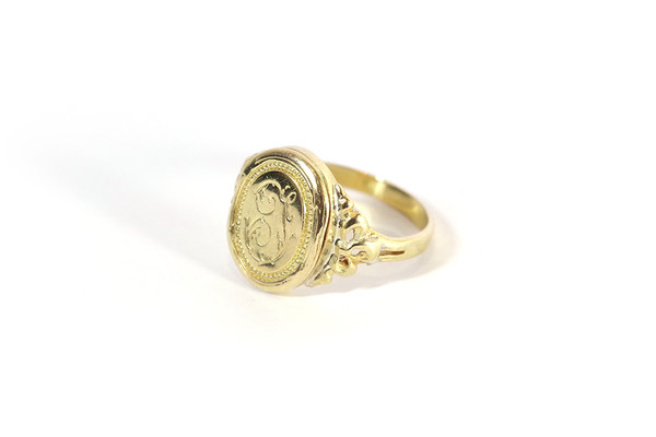 Anello con sigillo segreto "I" in oro 18k, anello con sigillo, anello per uomo e donna, anello di apertura, 
