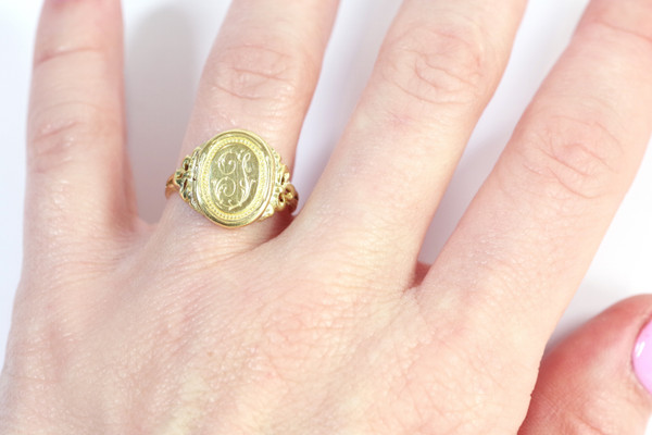 Anello con sigillo segreto "I" in oro 18k, anello con sigillo, anello per uomo e donna, anello di apertura, 