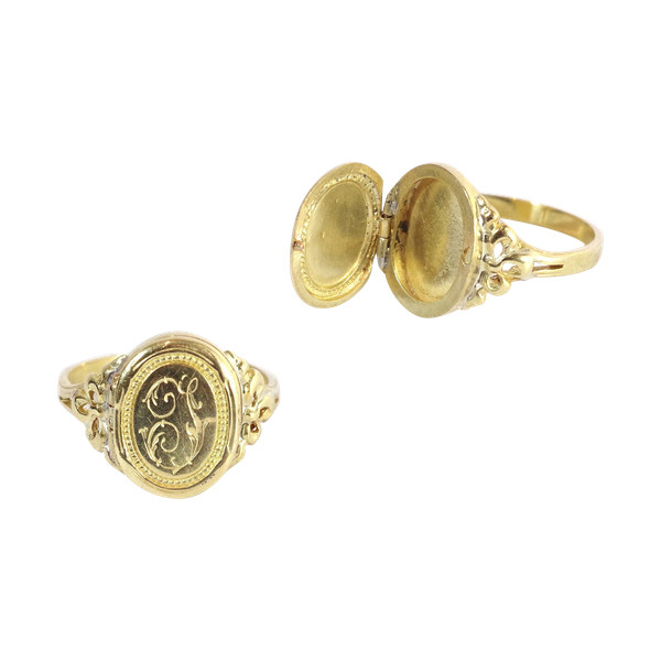 Anello con sigillo segreto "I" in oro 18k, anello con sigillo, anello per uomo e donna, anello di apertura, 
